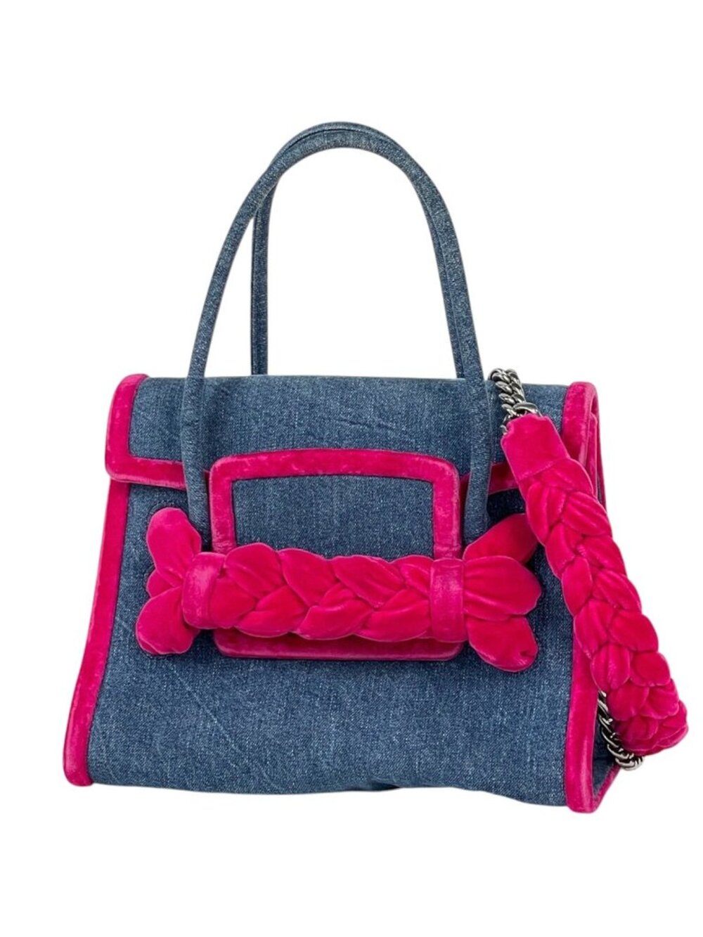 Miu Miu Handbag 2-Way Denim Blue Pink